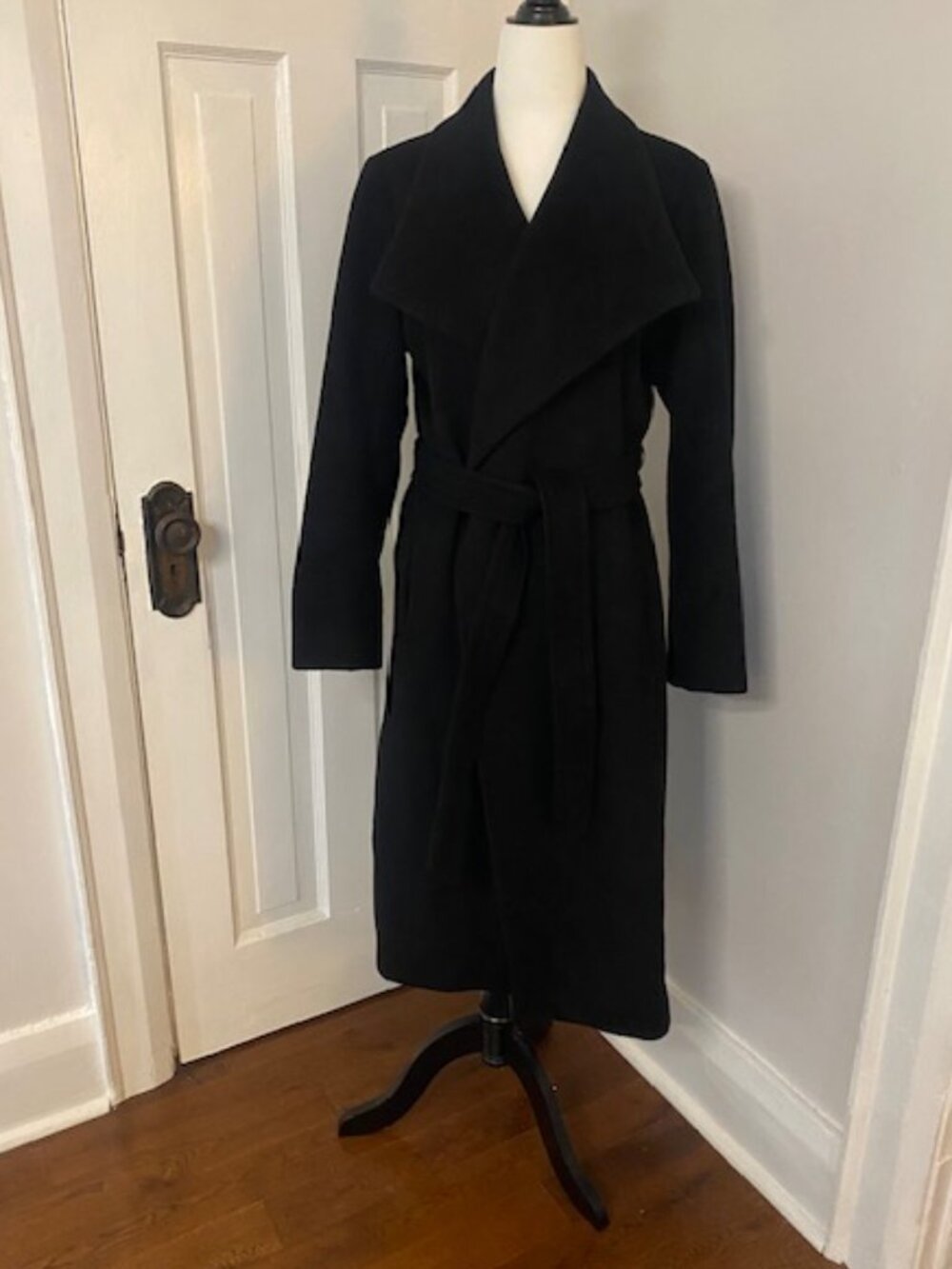 Babaton Montage Coat Black Small Camel Hair & Virgin Wool Wrap Belted - Picture 2 of 16